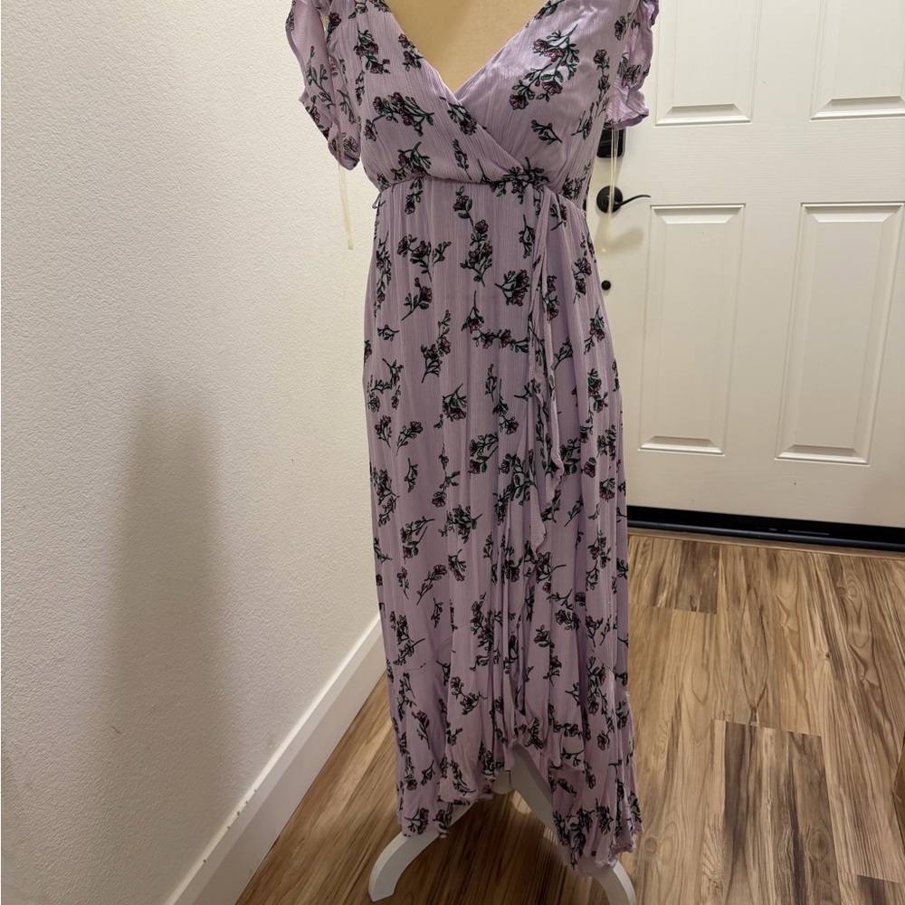 Lavender Floral Wrap Maxi Dress